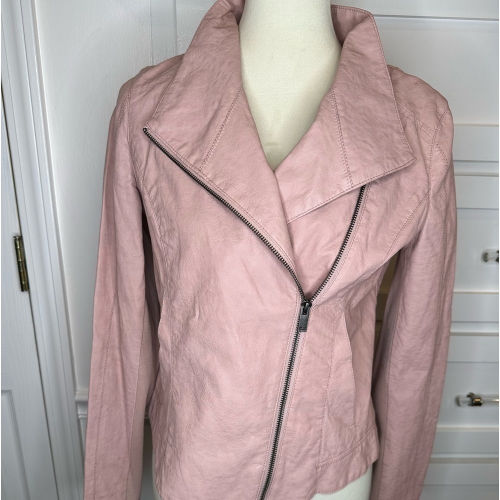 Anthropologie faux leather jacket in adorable dusty rose - Picture 13 of 14